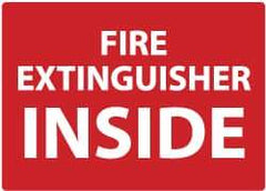 NMC - Fire Extinguisher Inside, Pressure Sensitive Vinyl Fire Sign - 14" Wide x 10" High - Benchmark Tooling