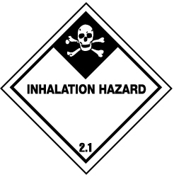 NMC - Accident Prevention Label - Legend: Inhalation Hazard, English, Black & White, 4" Long x 4" High, Sign Muscle Finish - Benchmark Tooling