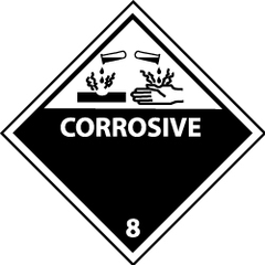 NMC - Corrosive DOT Shipping Label - 4" High x 4" Wide - Benchmark Tooling