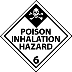 NMC - Accident Prevention Label - Legend: Poison Inhalation Hazard, English, Black & White, 4" Long x 4" High, Sign Muscle Finish - Benchmark Tooling