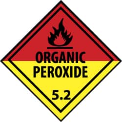 NMC - Safety & Facility Label - Legend: Organic Peroxide 5.2, English, Black, Red, Black & Yellow, 4" Long x 4" High, Sign Muscle Finish - Benchmark Tooling