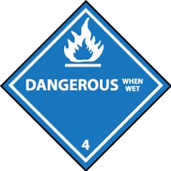 NMC - Dangerous When Wet DOT Shipping Label - 4" High x 4" Wide - Benchmark Tooling