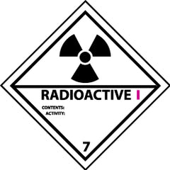 NMC - Accident Prevention Label - Legend: Radioactive I Contents: Activity:, English, Black, Magenta & White, 4" Long x 4" High, Sign Muscle Finish - Benchmark Tooling