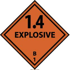NMC - Accident Prevention Label - Legend: 1.4 Explosive B, English, Black & Orange, 4" Long x 4" High, Sign Muscle Finish - Benchmark Tooling