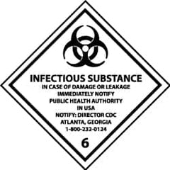 NMC - Infectious Substance - In Case of Damage or Leakage Immediately Notify Public Authority in U.S.A. - Notify: Director... DOT Shipping Label - 4" High x 4" Wide - Benchmark Tooling