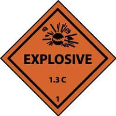 NMC - Accident Prevention Label - Legend: Explosives 1.3L, English, Black & Orange, 4" Long x 4" High, Sign Muscle Finish - Benchmark Tooling