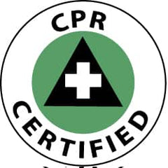 NMC - CPR Certified, Hard Hat Label - White & Black on Green, 2" Thick, For Accident Prevention - Benchmark Tooling