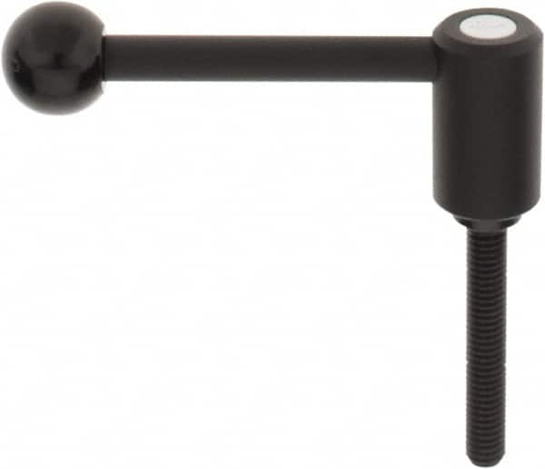 KIPP - 3/8-16, 0.94" Hub Diam, Steel Threaded Stud Adjustable Tension Lever with 0° Handle - 2.36" Stud Length, 3.62" OAL, 1.46" High - Benchmark Tooling