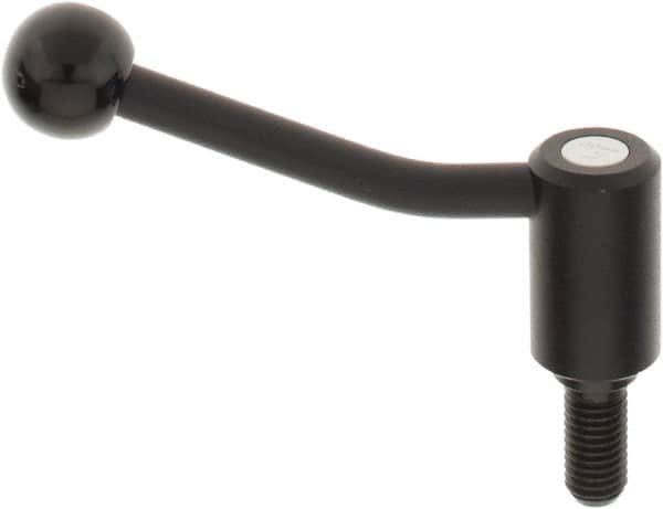 KIPP - M12 x 1.75, 0.94" Hub Diam, Steel Threaded Stud Adjustable Tension Lever with 20° Handle - 0.98" Stud Length, 3.46" OAL, 2.3" High - Benchmark Tooling