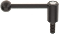 KIPP - M12 x 1.75, 0.94" Hub Diam, Steel Threaded Stud Adjustable Tension Lever with 0° Handle - 0.98" Stud Length, 3.62" OAL, 1.46" High - Benchmark Tooling
