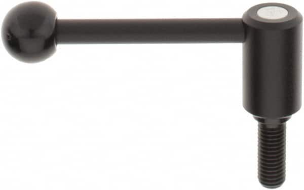 KIPP - M12 x 1.75, 0.94" Hub Diam, Steel Threaded Stud Adjustable Tension Lever with 0° Handle - 1.18" Stud Length, 3.62" OAL, 1.46" High - Benchmark Tooling