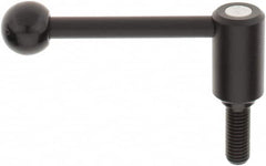 KIPP - M12 x 1.75, 0.94" Hub Diam, Steel Threaded Stud Adjustable Tension Lever with 0° Handle - 1.18" Stud Length, 3.62" OAL, 1.46" High - Benchmark Tooling