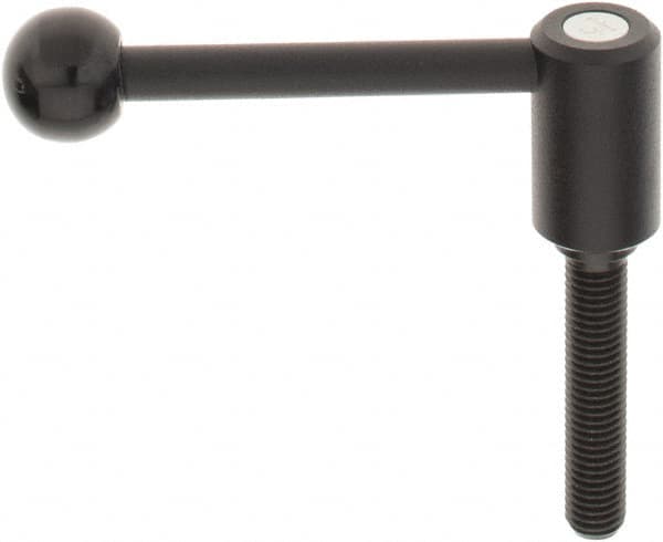 KIPP - M12 x 1.75, 0.94" Hub Diam, Steel Threaded Stud Adjustable Tension Lever with 0° Handle - 2.36" Stud Length, 3.62" OAL, 1.46" High - Benchmark Tooling