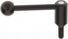 KIPP - 1/2-13, 1.1" Hub Diam, Steel Threaded Stud Adjustable Tension Lever with 0° Handle - 1.18" Stud Length, 4.37" OAL, 1.65" High - Benchmark Tooling