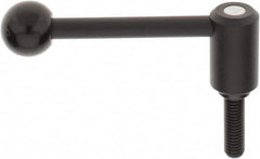 KIPP - 1/2-13, 1.1" Hub Diam, Steel Threaded Stud Adjustable Tension Lever with 0° Handle - 1.57" Stud Length, 4.37" OAL, 1.65" High - Benchmark Tooling