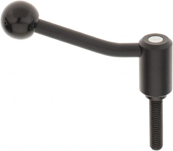 KIPP - M12 x 1.75, 1.1" Hub Diam, Steel Threaded Stud Adjustable Tension Lever with 20° Handle - 1.97" Stud Length, 4.17" OAL, 2.7" High - Benchmark Tooling