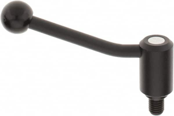 KIPP - 5/8-11, 1.3" Hub Diam, Steel Threaded Stud Adjustable Tension Lever with 20° Handle - 0.78" Stud Length, 5.06" OAL, 3.19" High - Benchmark Tooling
