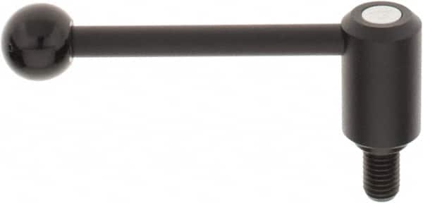 KIPP - 5/8-11, 1.3" Hub Diam, Steel Threaded Stud Adjustable Tension Lever with 0° Handle - 0.98" Stud Length, 5.3" OAL, 1.85" High - Benchmark Tooling
