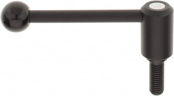 KIPP - 5/8-11, 1.3" Hub Diam, Steel Threaded Stud Adjustable Tension Lever with 0° Handle - 1.57" Stud Length, 5.3" OAL, 1.85" High - Benchmark Tooling