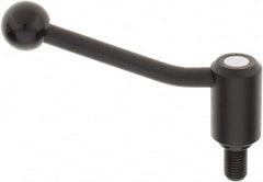 KIPP - M16 x 2.0, 1.3" Hub Diam, Steel Threaded Stud Adjustable Tension Lever with 20° Handle - 0.98" Stud Length, 5.06" OAL, 3.19" High - Benchmark Tooling