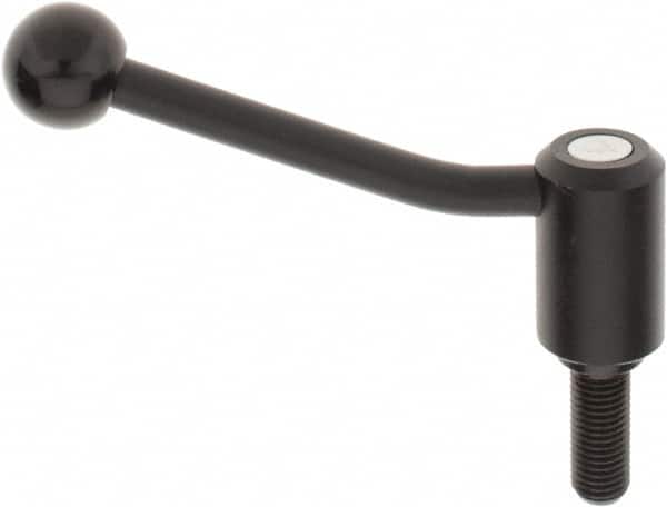 KIPP - M16 x 2.0, 1.3" Hub Diam, Steel Threaded Stud Adjustable Tension Lever with 20° Handle - 1.57" Stud Length, 5.06" OAL, 3.19" High - Benchmark Tooling