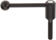 KIPP - M16 x 2.0, 1.3" Hub Diam, Steel Threaded Stud Adjustable Tension Lever with 0° Handle - 2-3/4" Stud Length, 5.3" OAL, 1.85" High - Benchmark Tooling