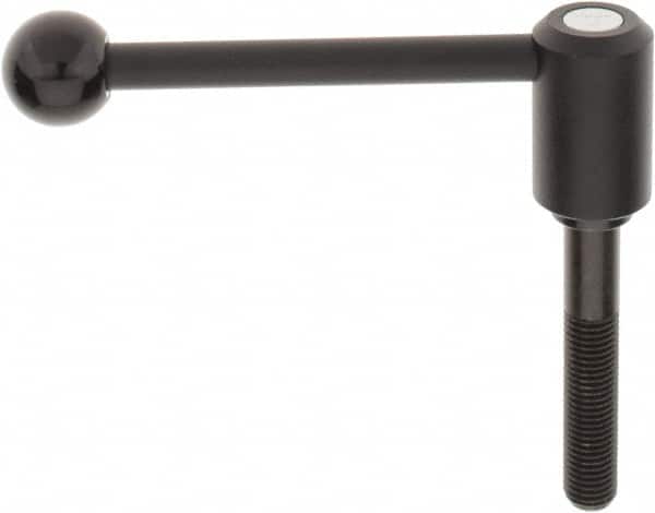 KIPP - M16 x 2.0, 1.3" Hub Diam, Steel Threaded Stud Adjustable Tension Lever with 0° Handle - 3.54" Stud Length, 5.3" OAL, 1.85" High - Benchmark Tooling