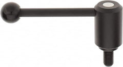 KIPP - 5/8-11, 1.61" Hub Diam, Steel Threaded Stud Adjustable Tension Lever with 0° Handle - 1.18" Stud Length, 5.3" OAL, 2.22" High - Benchmark Tooling