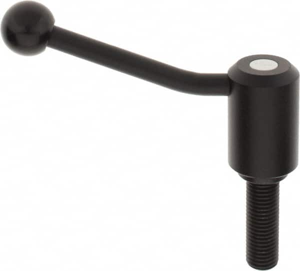 KIPP - M20 x 2.5, 1.61" Hub Diam, Steel Threaded Stud Adjustable Tension Lever with 20° Handle - 2.36" Stud Length, 5.06" OAL, 3.52" High - Benchmark Tooling