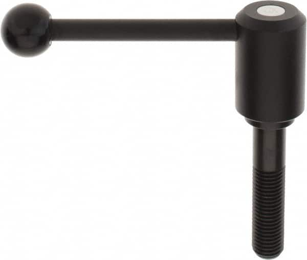 KIPP - M20 x 2.5, 1.61" Hub Diam, Steel Threaded Stud Adjustable Tension Lever with 0° Handle - 3.54" Stud Length, 5.3" OAL, 2.22" High - Benchmark Tooling