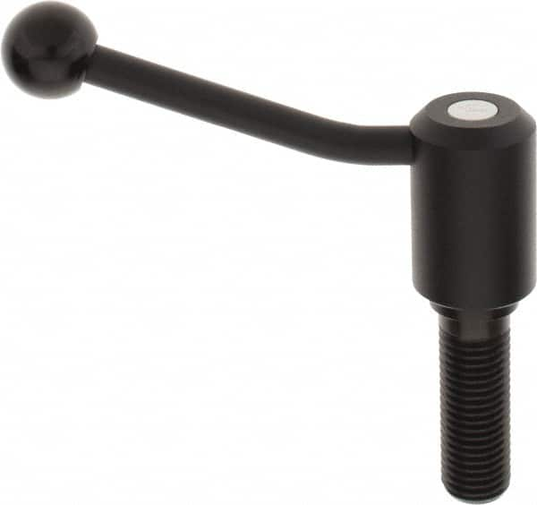 KIPP - M24 x 3.0, 1.61" Hub Diam, Steel Threaded Stud Adjustable Tension Lever with 20° Handle - 2-3/4" Stud Length, 5.06" OAL, 3.52" High - Benchmark Tooling