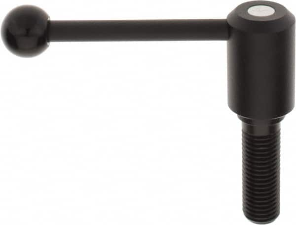 KIPP - M24 x 3.0, 1.61" Hub Diam, Steel Threaded Stud Adjustable Tension Lever with 0° Handle - 2-3/4" Stud Length, 5.3" OAL, 2.22" High - Benchmark Tooling