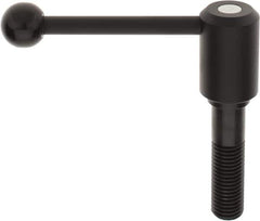 KIPP - M24 x 3.0, 1.61" Hub Diam, Steel Threaded Stud Adjustable Tension Lever with 0° Handle - 3.54" Stud Length, 5.3" OAL, 2.22" High - Benchmark Tooling