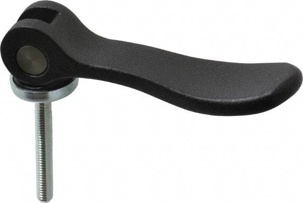 KIPP - #10-32, 0.59" Hub Diam, Black Powder Coat Cast Aluminum Adjustable Clamping Handle - 1.18" Stud Length - Benchmark Tooling