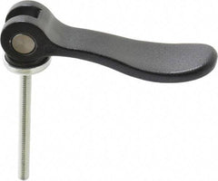 KIPP - #10-32, 0.59" Hub Diam, Black Powder Coat Cast Aluminum Adjustable Clamping Handle - 1.96" Stud Length - Benchmark Tooling
