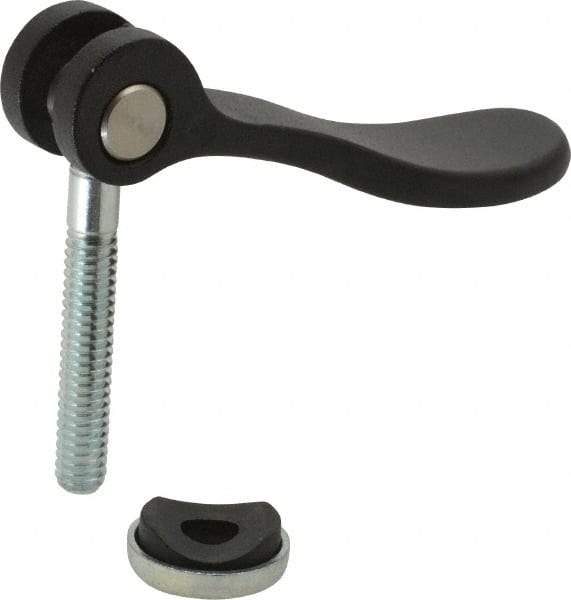 KIPP - 1/4-20, 0.59" Hub Diam, Black Powder Coat Cast Aluminum Adjustable Clamping Handle - 1.18" Stud Length - Benchmark Tooling