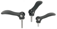 KIPP - 5/16-18, 0.94" Hub Diam, Black Powder Coat Cast Aluminum Adjustable Clamping Handle - 1.18" Stud Length - Benchmark Tooling