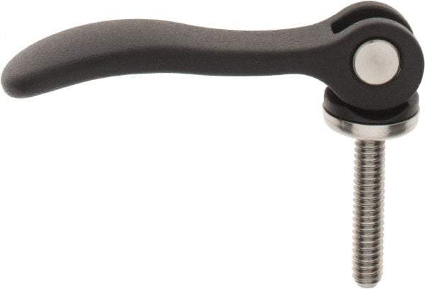 KIPP - 1/4-20, 0.59" Hub Diam, Black Powder Coat Aluminum (Stainless Steel Inserts) Adjustable Clamping Handle - 1.18" Stud Length - Benchmark Tooling
