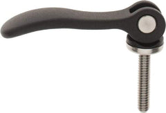 KIPP - 1/4-20, 0.59" Hub Diam, Black Powder Coat Aluminum (Stainless Steel Inserts) Adjustable Clamping Handle - 1.18" Stud Length - Benchmark Tooling