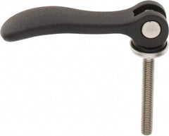 KIPP - M6 x 1.0, 0.59" Hub Diam, Black Powder Coat Aluminum (Stainless Steel Inserts) Adjustable Clamping Handle - 1.57" Stud Length - Benchmark Tooling