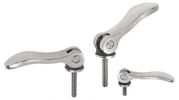 KIPP - #10-32, 0.59" Hub Diam, Stainless Steel Adjustable Clamping Handle - 1.96" Stud Length - Benchmark Tooling