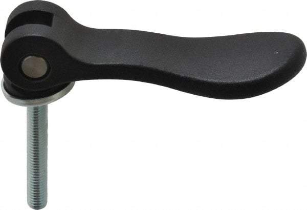 KIPP - M8 x 1.25, 0.94" Hub Diam, Black Powder Coat Cast Aluminum Adjustable Clamping Handle - 1.96" Stud Length - Benchmark Tooling