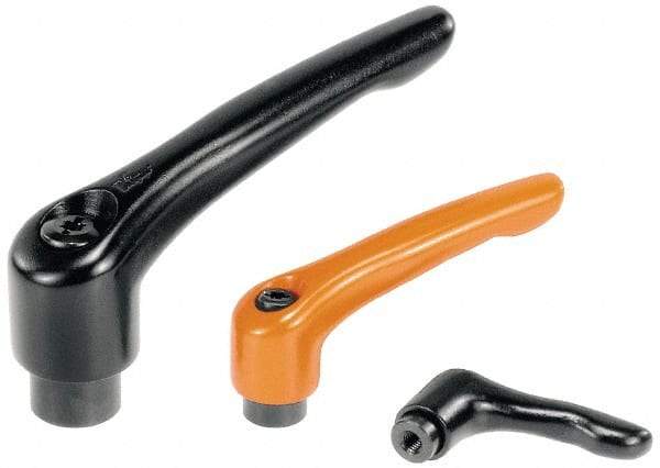 KIPP - #10-32, 0.51" Hub Diam, Zinc Die Cast (Stainless Steel Components) Tapped Insert Adjustable Clamping Handle - 1.85" OAL, 1.22" High, 0.35" Hole Depth - Benchmark Tooling