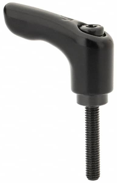 KIPP - #10-32, 0.55" Hub Diam, Zinc Die Cast (Steel Components) Threaded Stud Adjustable Clamping Handle - 0.98" Stud Length, 1.85" OAL, 1.22" High - Benchmark Tooling