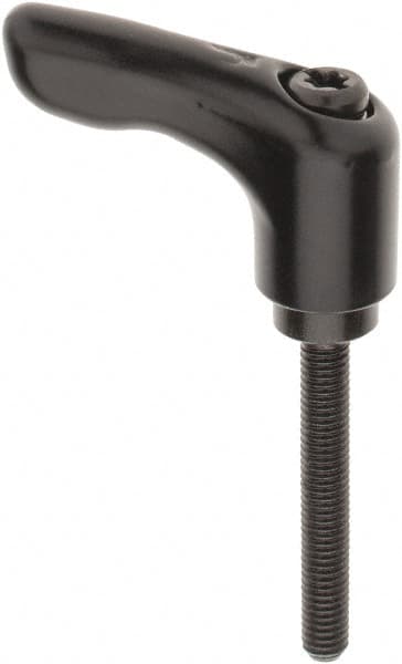 KIPP - #10-32, 0.55" Hub Diam, Zinc Die Cast (Steel Components) Threaded Stud Adjustable Clamping Handle - 1.38" Stud Length, 1.85" OAL, 1.22" High - Benchmark Tooling