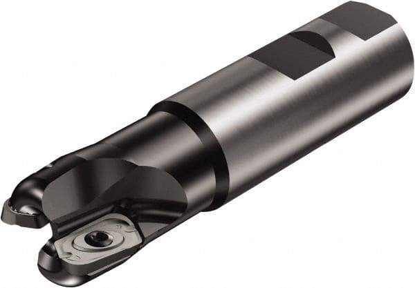 Sandvik Coromant - 1" Cut Diam, 12mm Max Depth of Cut, 1" Shank Diam, 4" OAL, Indexable Square Shoulder End Mill - Multiple Insert Styles, Weldon Shank, 90° Lead Angle, Through Coolant, Series CoroMill 790 - Benchmark Tooling