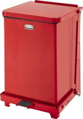 Rubbermaid - 7 Gal Square Unlabeled Trash Can - 17" High x 12" Long x 12" Wide, Red, Stainless Steel - Benchmark Tooling