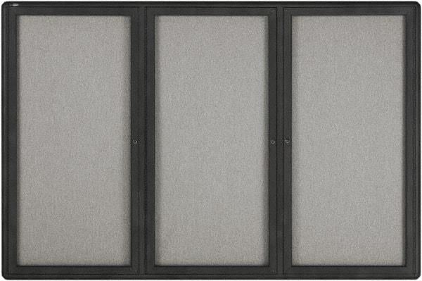 Quartet - 72" Wide x 48" High Enclosed Cork Bulletin Board - Gray - Benchmark Tooling