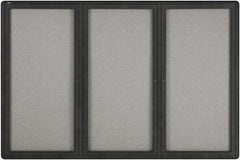 Quartet - 72" Wide x 48" High Enclosed Cork Bulletin Board - Gray - Benchmark Tooling