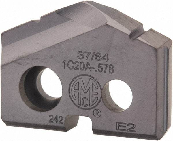 Allied Machine and Engineering - 37/64" Diam x 1/8" Thick, Seat Code 0, 132° Included Angle Spade Drill Insert - TiAlN Coated, Carbide, Grade K20, Series T-A - Benchmark Tooling